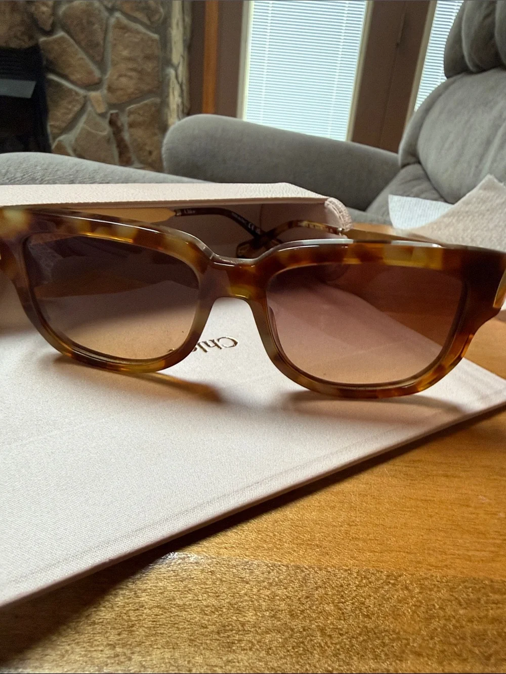 Chloé Holly Brown Tortoiseshell Sunglasses with Gold Temples